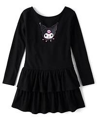 Girls Hello Kitty® Rhinestone Tiered Drop Waist Dress