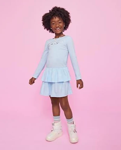 Girls Hello Kitty® Rhinestone Tiered Drop Waist Dress