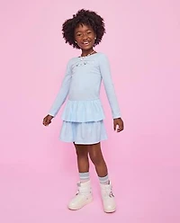 Girls Hello Kitty® Rhinestone Tiered Drop Waist Dress