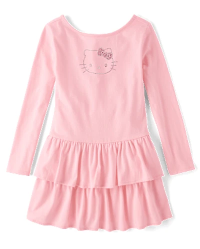 Girls Hello Kitty® Rhinestone Tiered Drop Waist Dress