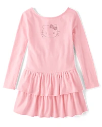 Girls Hello Kitty® Rhinestone Tiered Drop Waist Dress