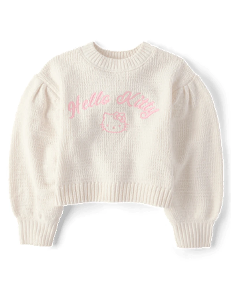 Girls Hello Kitty® Embroidered Chenille Sweater