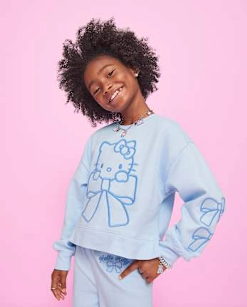 Girls Hello Kitty® Embroidered Premium Fleece Sweatshirt