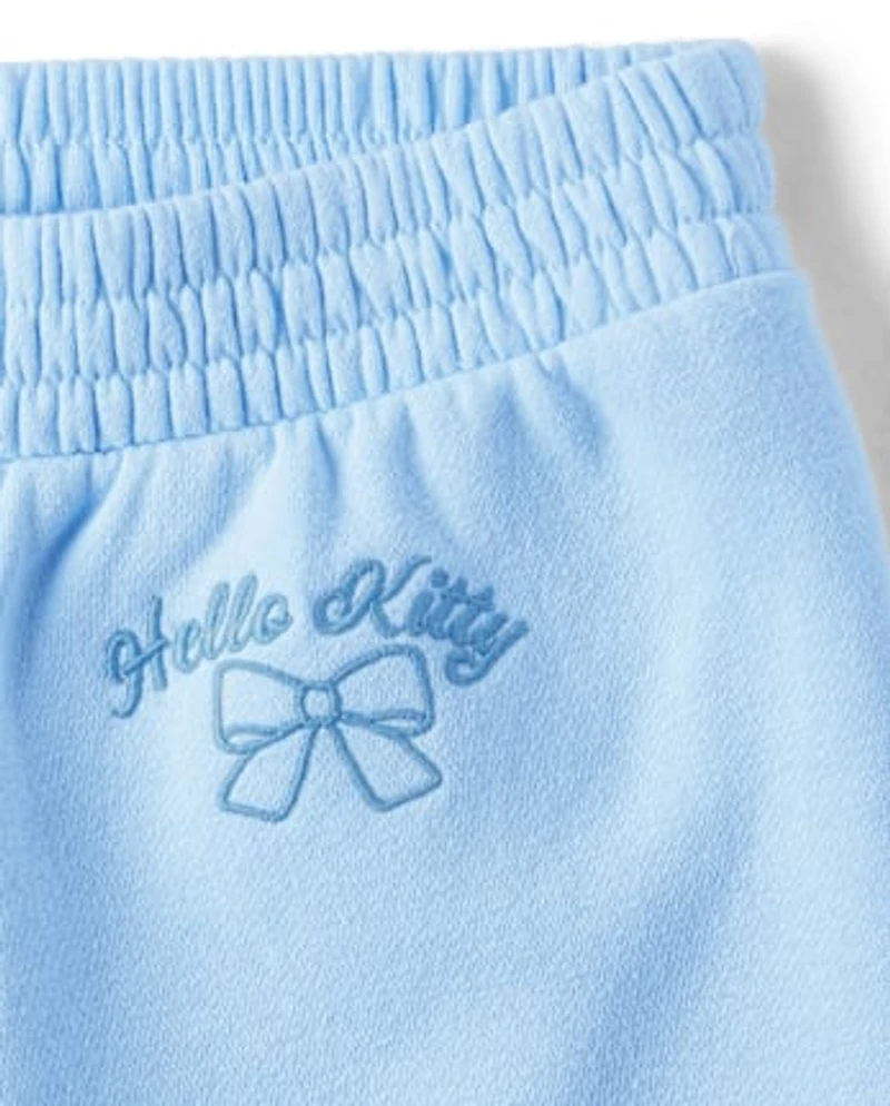 Girls Hello Kitty® Embroidered Premium Fleece Wide Leg Lounge Pants