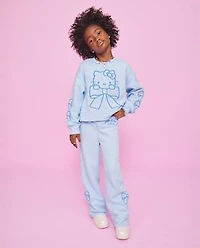 Girls Hello Kitty® Embroidered Premium Fleece Wide Leg Lounge Pants