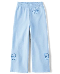 Girls Hello Kitty® Embroidered Premium Fleece Wide Leg Lounge Pants