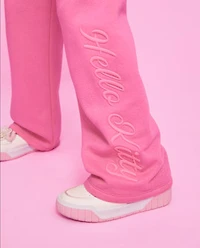 Girls Hello Kitty® Embroidered Premium Fleece Wide Leg Lounge Pants