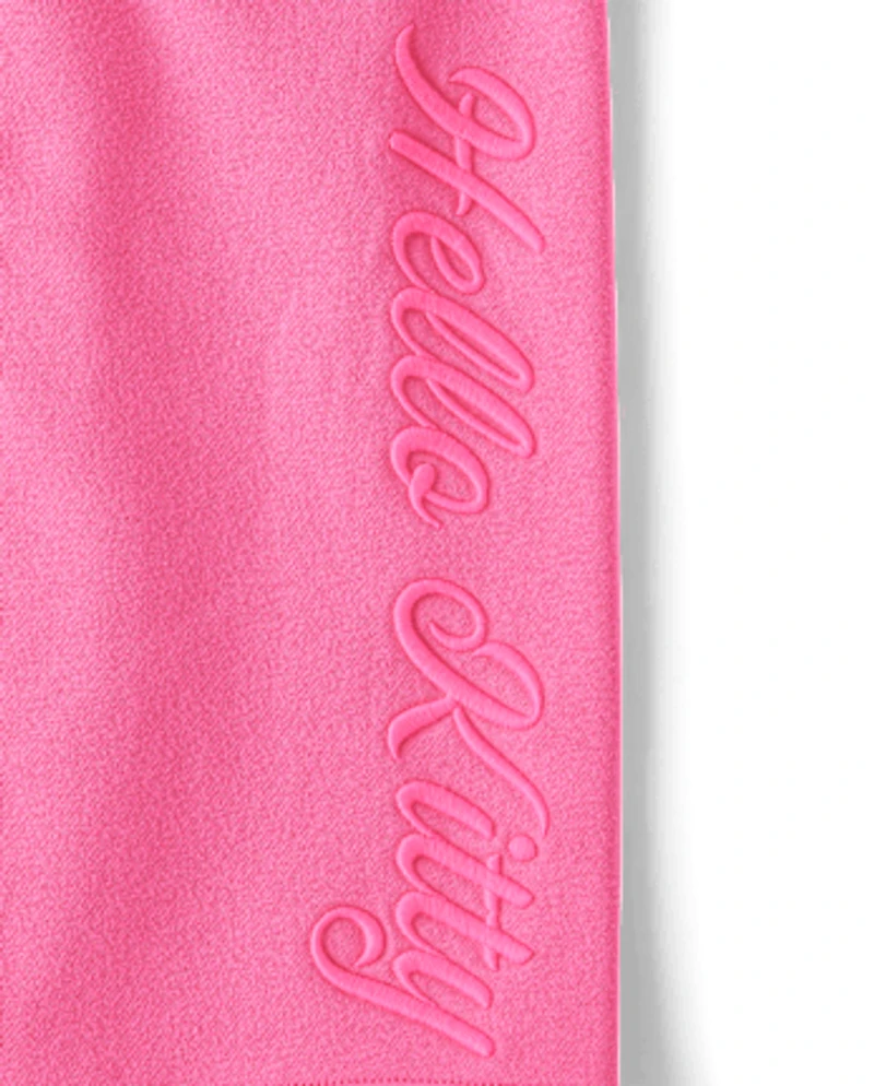 Girls Hello Kitty® Embroidered Premium Fleece Wide Leg Lounge Pants