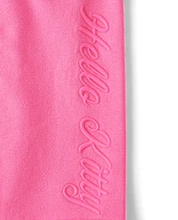 Girls Hello Kitty® Embroidered Premium Fleece Wide Leg Lounge Pants