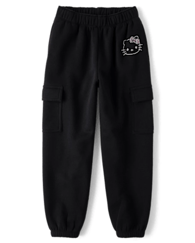 Girls Hello Kitty® Rhinestone Premium Fleece Cargo Jogger Pants