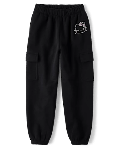 Girls Hello Kitty® Rhinestone Premium Fleece Cargo Jogger Pants