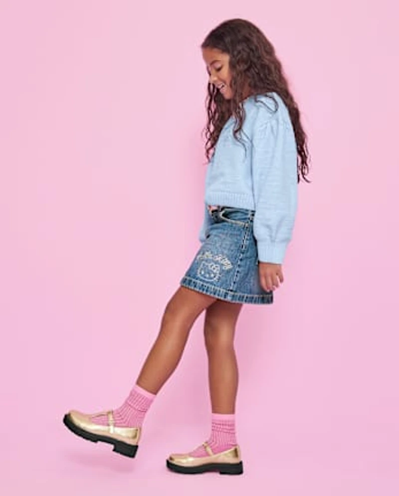 Girls Hello Kitty® Rhinestone Denim Skirt