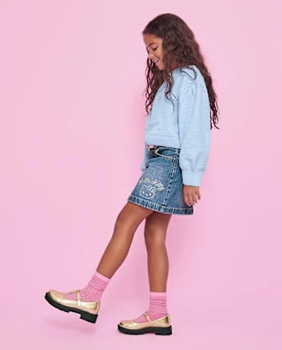 Girls Hello Kitty® Rhinestone Denim Skirt