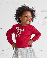 Toddler Girls Sequin Bow Sweater