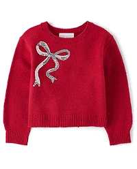 Toddler Girls Sequin Bow Sweater