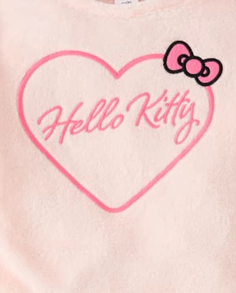 Girls Hello Kitty® Embroidered Heart Fleece Pajamas