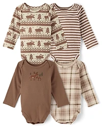 Baby Boys Moose Bodysuit 4-Pack