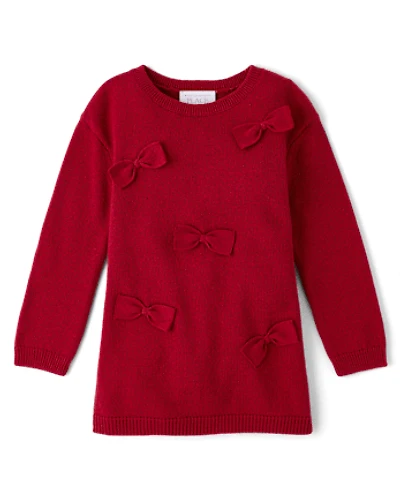 Toddler Girls Bow Sweater Dress