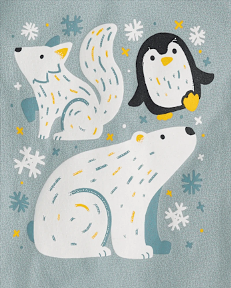 Baby And Toddler Boys Winter Animals Graphic Tee