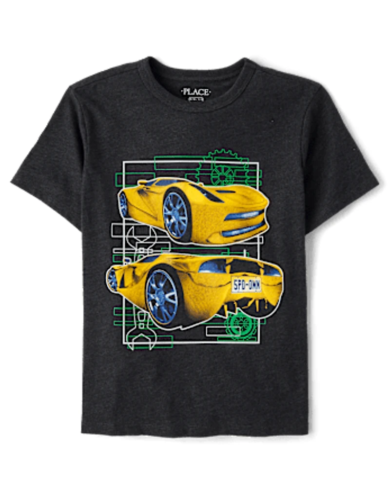 Boys Yellow Racecar Graphic Tee
