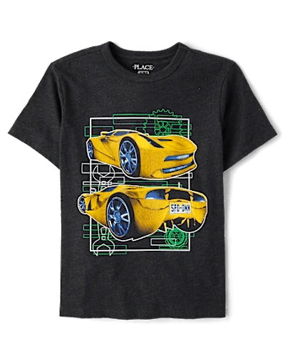 Boys Yellow Racecar Graphic Tee