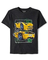 Boys Yellow Racecar Graphic Tee