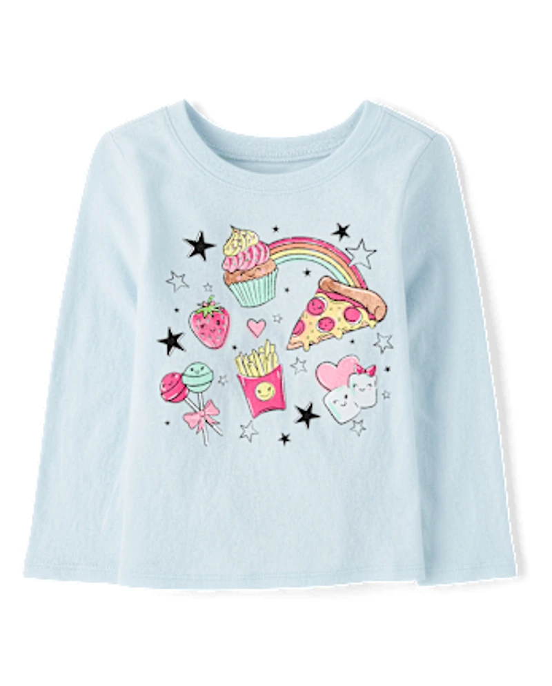 T-shirt graphique pour bébés et petites filles avec motif de collations