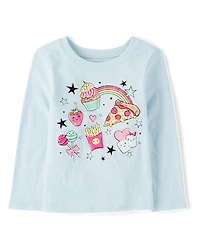 T-shirt graphique pour bébés et petites filles avec motif de collations