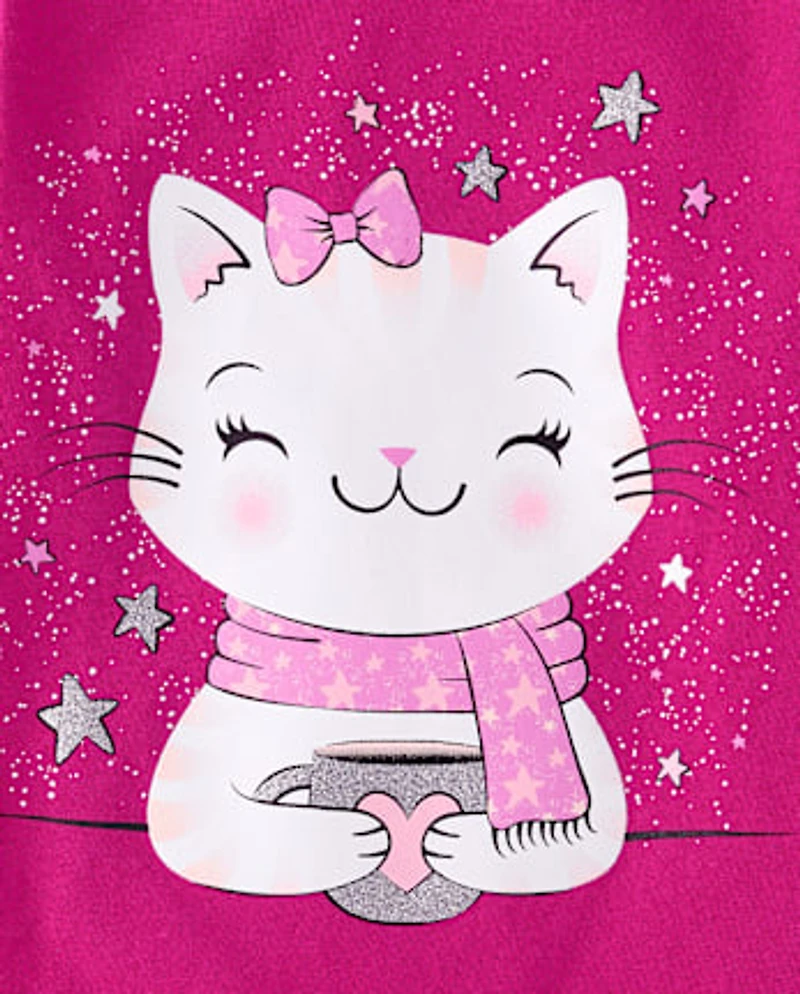 Baby And Toddler Girls Cat Cocoa Graphic Tee