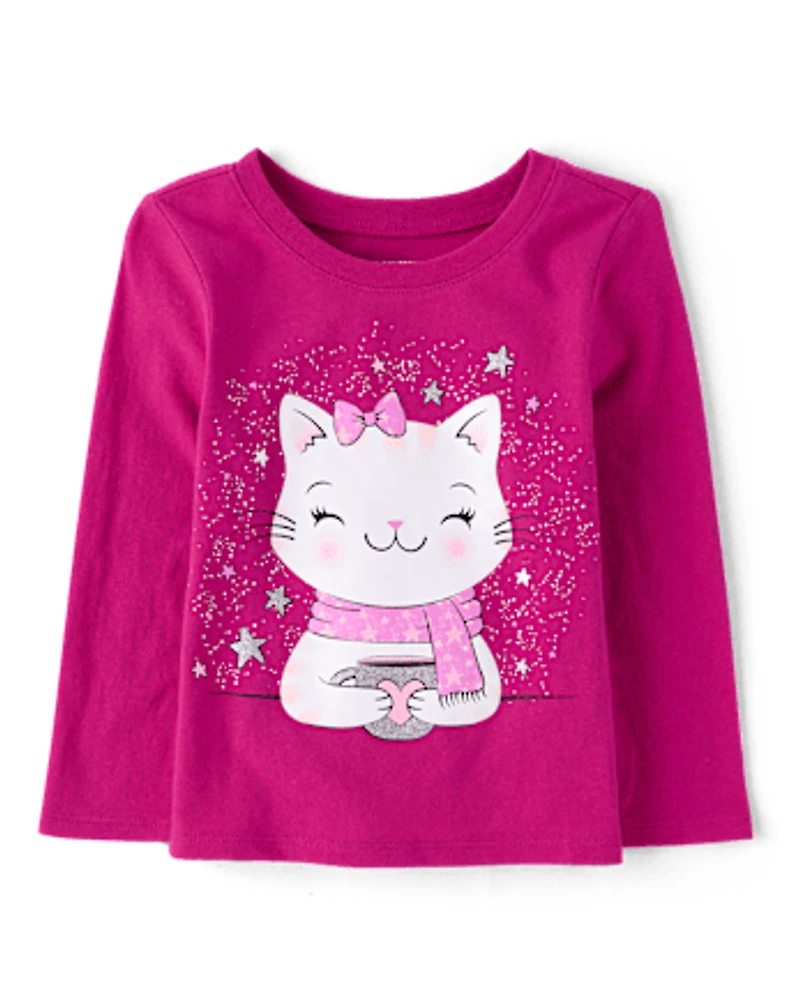 Baby And Toddler Girls Cat Cocoa Graphic Tee