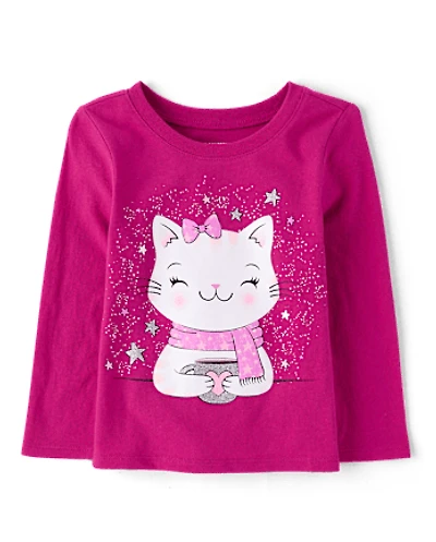 Baby And Toddler Girls Cat Cocoa Graphic Tee
