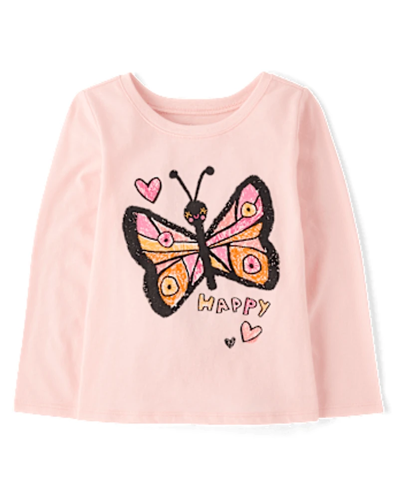 Baby And Toddler Girls Butterfly Graphic Tee