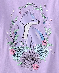 Girls Fox Flowers Graphic Tee