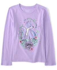 Girls Fox Flowers Graphic Tee