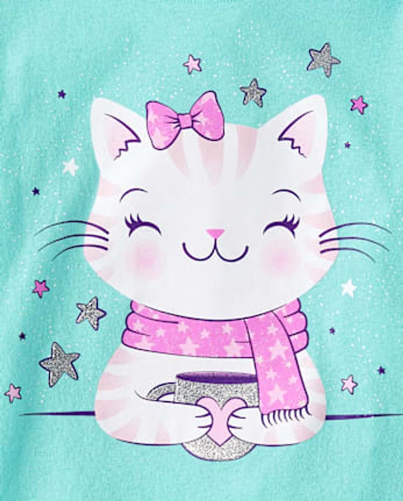 Girls Cat Cocoa Graphic Tee