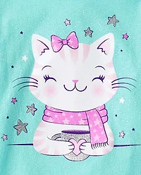 Girls Cat Cocoa Graphic Tee