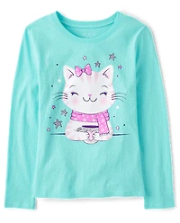 Girls Cat Cocoa Graphic Tee