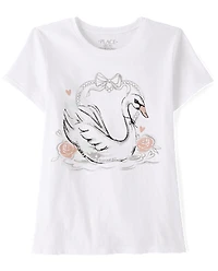 Girls Swan Graphic Tee
