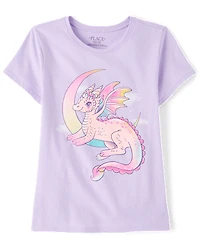 Girls Moon Dragon Graphic Tee