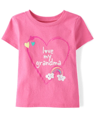 Baby And Toddler Girls Love My Grandma Graphic Tee
