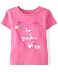 Baby And Toddler Girls Love My Grandma Graphic Tee