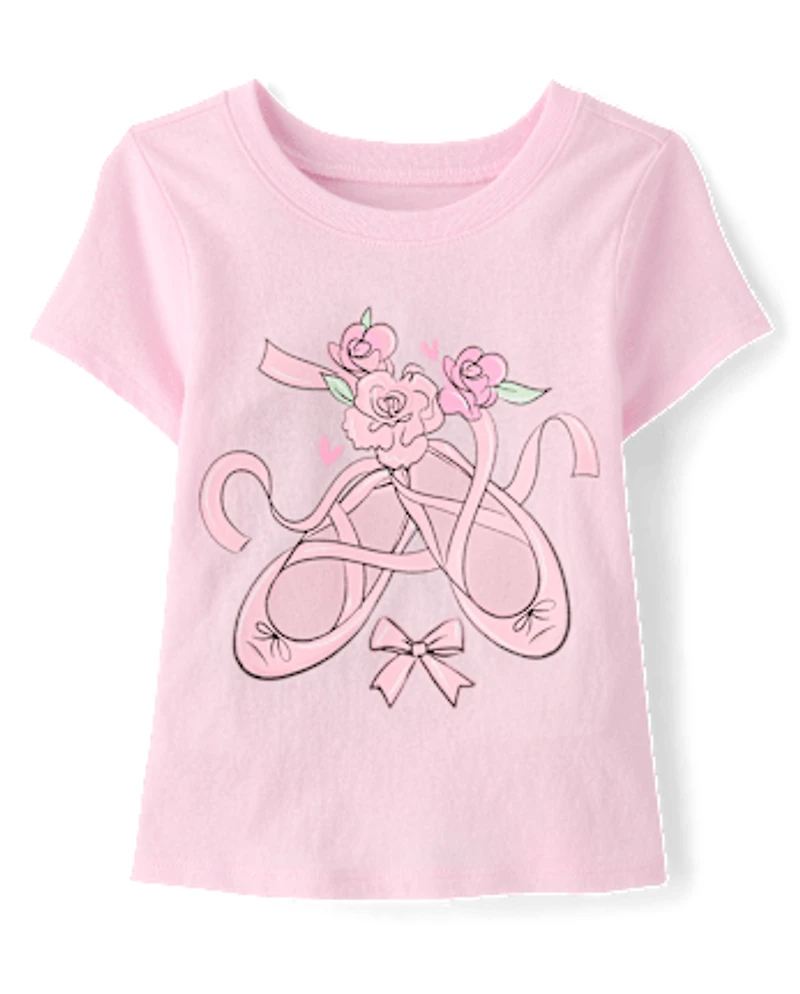 Baby And Toddler Girls Ballet Shoes Graphic Tee