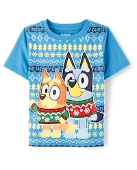 Baby And Toddler Boys Bluey™ Bingo Fairisle Christmas Graphic Tee