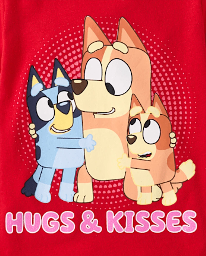 Baby And Toddler Girls Bluey™ Hugs Kisses Valentine's Day Graphic Tee
