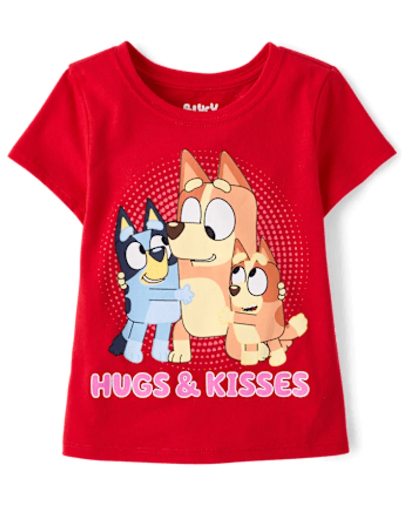 Baby And Toddler Girls Bluey™ Hugs Kisses Valentine's Day Graphic Tee