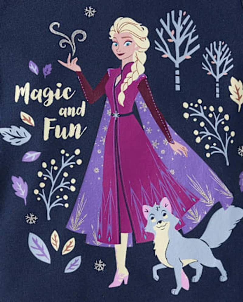 Baby And Toddler Girls Frozen™ Elsa Forest Glitter Graphic Tee