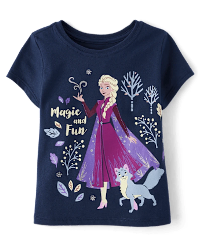 Baby And Toddler Girls Frozen™ Elsa Forest Glitter Graphic Tee