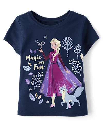 Baby And Toddler Girls Frozen™ Elsa Forest Glitter Graphic Tee