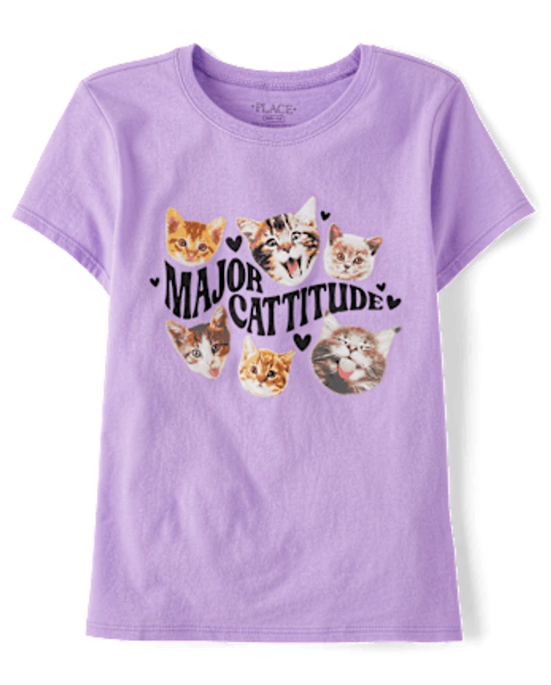 Girls Major Cattitude Graphic Tee