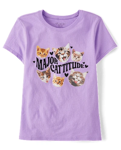 Girls Major Cattitude Graphic Tee